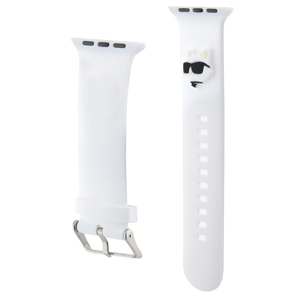 Kryt Belt Karl Lagerfeld KLAWLSLCNH Apple Watch 4/5/6/7/SE/8/9/Ultra 44/45/49mm strap 3D Rubber Choupette Head white/barva bílá