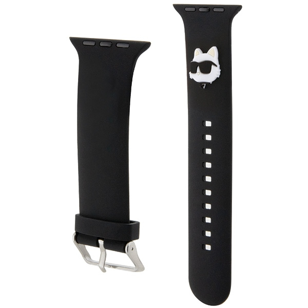 Kryt Belt Karl Lagerfeld KLAWLSLCNK Apple Watch 4/5/6/7/SE/8/9/Ultra 44/45/49mm strap 3D Rubber Choupette Head barva černá