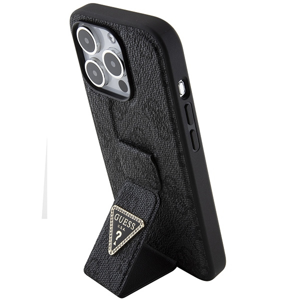 Kryt Guess GUHCP15LPGS4TDK iPhone 15 Pro barva černá hardcase Grip Stand 4G Triangle Strass