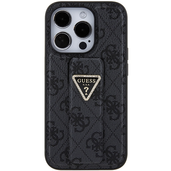Kryt Guess GUHCP15LPGS4TDK iPhone 15 Pro barva černá hardcase Grip Stand 4G Triangle Strass