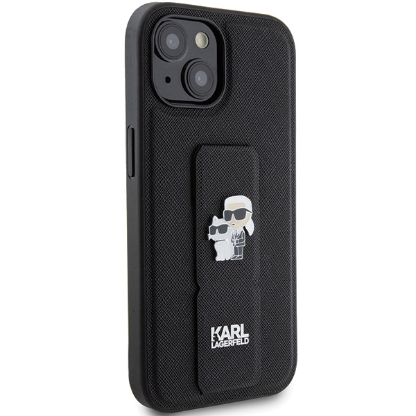 Kryt Karl Lagerfeld KLHCP15MGSAKCPK iPhone 15 Plus barva černá hardcase Gripstand Saffiano Karl&Choupette Pins