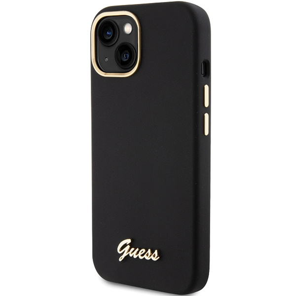 Kryt Guess GUHCP15SSMBSLK iPhone 15 barva černá hardcase Silicone Script Metal Logo & Frame