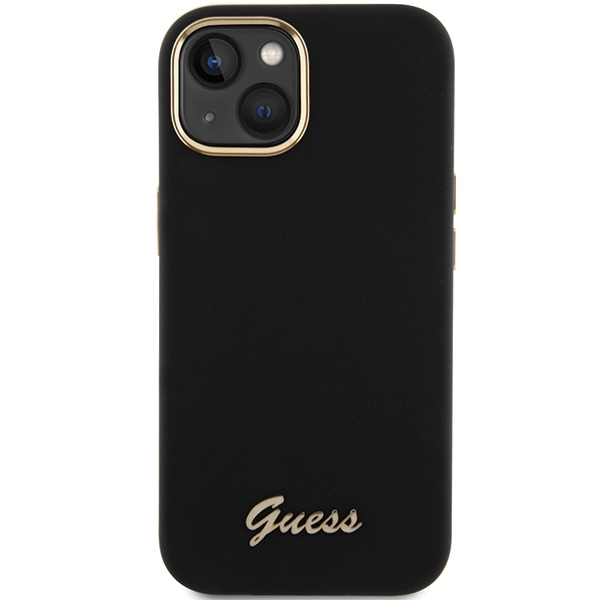 Kryt Guess GUHCP15SSMBSLK iPhone 15 barva černá hardcase Silicone Script Metal Logo & Frame