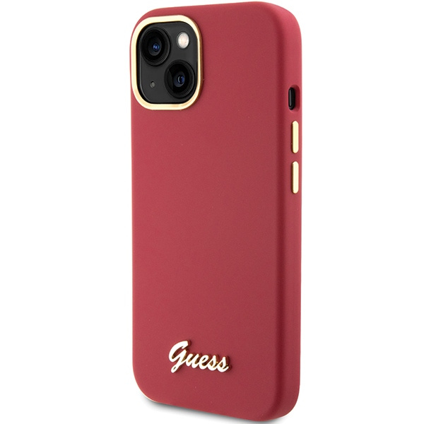 Kryt Guess GUHCP15SSMBSLM iPhone 15 magenta hardcase Silicone Script Metal Logo & Frame