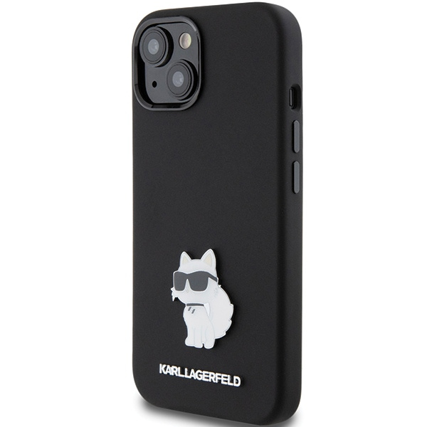 Kryt Karl Lagerfeld KLHCP15MSMHCNPK iPhone 15 Plus barva černá Silicone Choupette Metal Pin