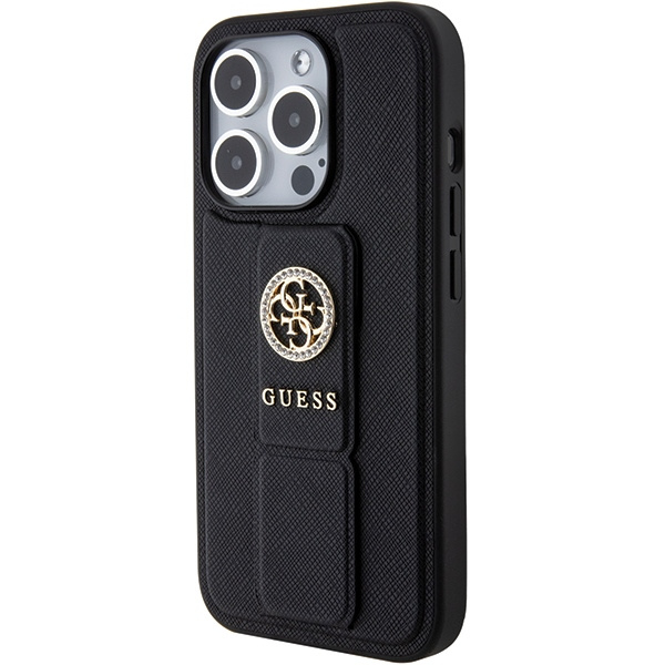 Kryt Guess GUHCP15XPGSSADK iPhone 15 Pro Max barva černá hardcase Grip Stand 4G Saffiano Strass
