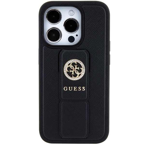 Kryt Guess GUHCP15XPGSSADK iPhone 15 Pro Max barva černá hardcase Grip Stand 4G Saffiano Strass
