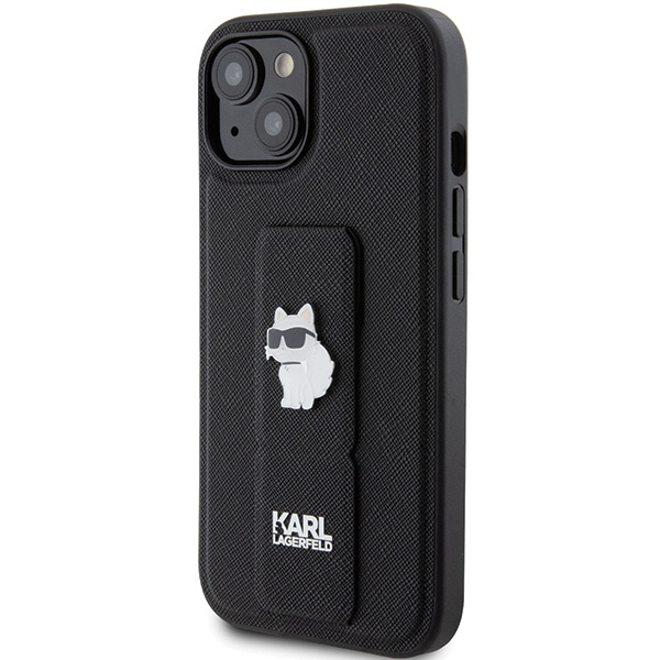 Kryt Karl Lagerfeld KLHCP15MGSACHPK Apple iPhone 15 Plus / 14 Plus hardcase Gripstand Saffiano Choupette Pins black