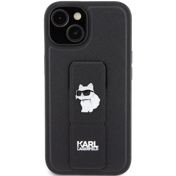 Kryt Karl Lagerfeld KLHCP15MGSACHPK Apple iPhone 15 Plus / 14 Plus hardcase Gripstand Saffiano Choupette Pins black