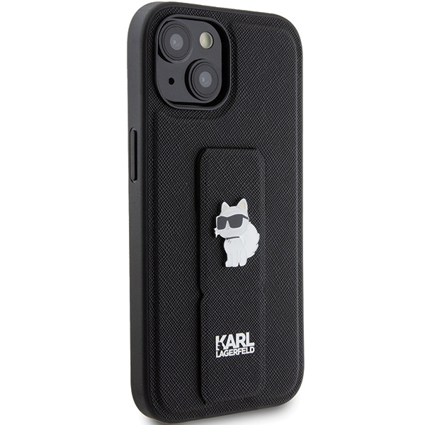 Kryt Karl Lagerfeld KLHCP15MGSACHPK Apple iPhone 15 Plus / 14 Plus hardcase Gripstand Saffiano Choupette Pins black