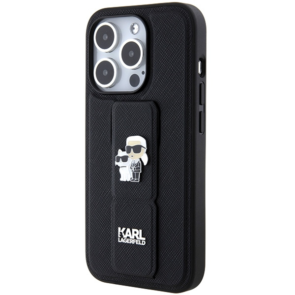 Kryt Karl Lagerfeld KLHCP15XGSAKCPK Apple iPhone 15 Pro Max hardcase Gripstand Saffiano Karl&Choupette Pins black