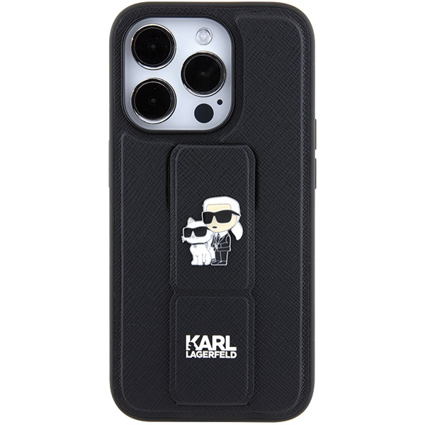 Kryt Karl Lagerfeld KLHCP15XGSAKCPK Apple iPhone 15 Pro Max hardcase Gripstand Saffiano Karl&Choupette Pins black