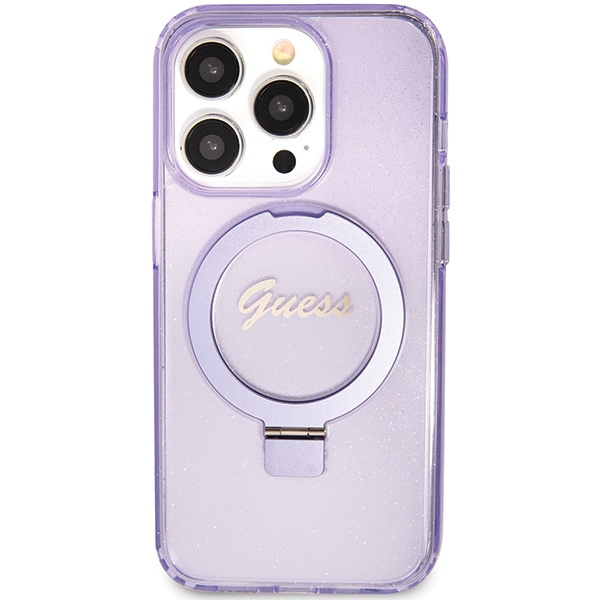 Kryt Guess GUHMP15LHRSGSU Apple iPhone 15 Pro hardcase Ring Stand Script Glitter MagSafe purple