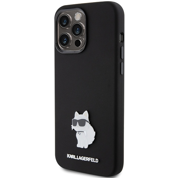 Kryt Karl Lagerfeld KLHCP15XSMHCNPK Apple iPhone 15 Pro Max Silicone Choupette Metal Pin black