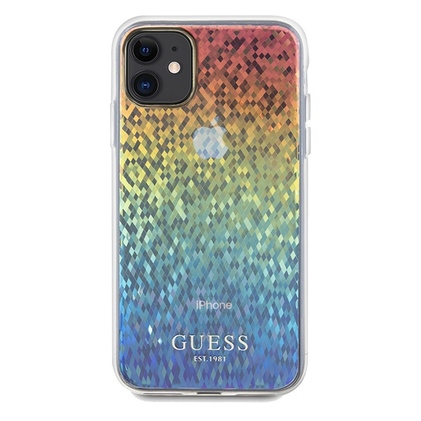 Kryt Guess GUHCN61HDECMI Apple iPhone XR / 11 hardcase IML Faceted Mirror Disco Iridescent multicoloured