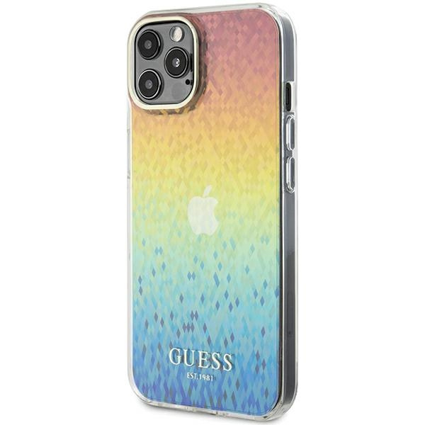 Kryt Guess GUHCP12MHDECMI Apple iPhone 12 / 12 Pro hardcase IML Faceted Mirror Disco Iridescent multicoloured
