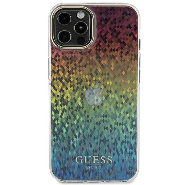 Kryt Guess GUHCP12MHDECMI Apple iPhone 12 / 12 Pro hardcase IML Faceted Mirror Disco Iridescent multicoloured