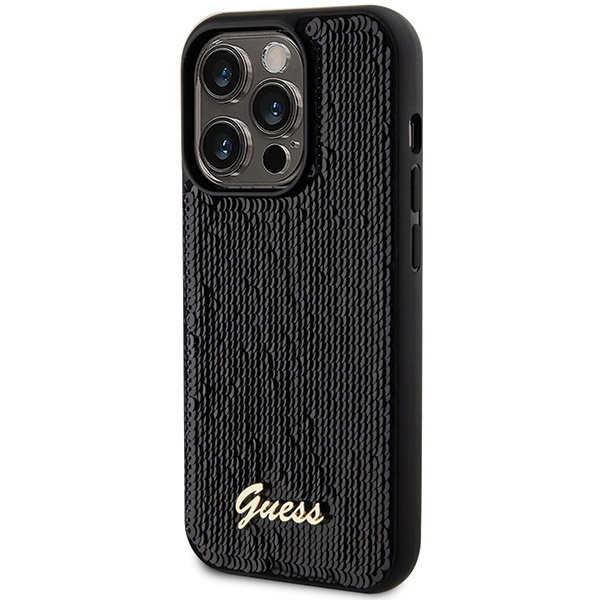Kryt Guess GUHCP13LPSFDGSK Apple iPhone 13 / 13 Pro hardcase Sequin Script Metal black