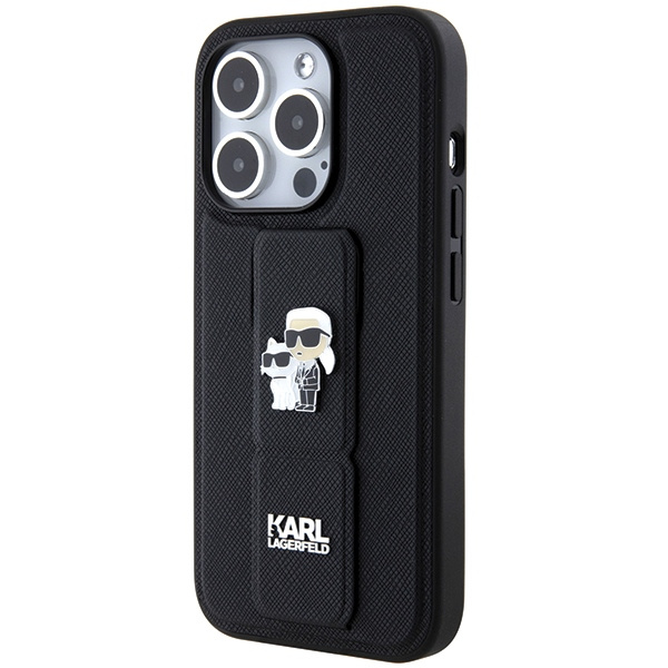 Kryt Karl Lagerfeld KLHCP13LGSAKCPK Apple iPhone 13 / 13 Pro hardcase Gripstand Saffiano Karl&Choupette Pins black