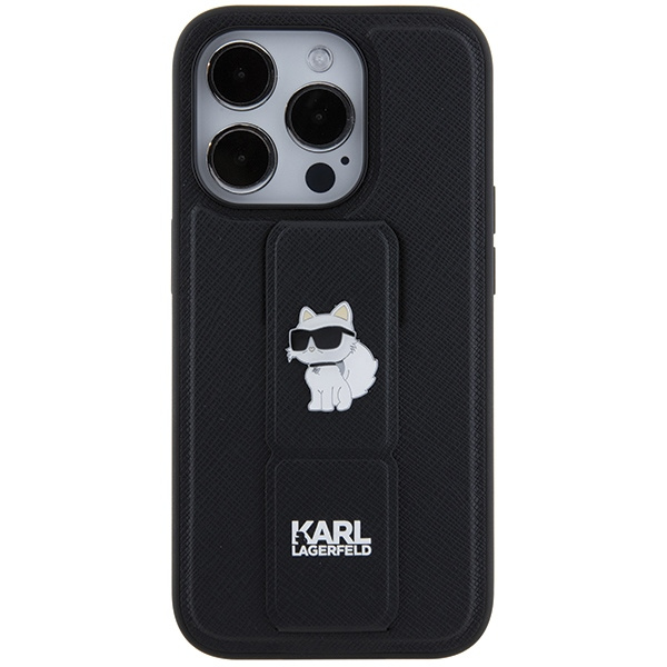 Kryt Karl Lagerfeld KLHCP14LGSACHPK Apple iPhone 14 Pro hardcase Gripstand Saffiano Choupette Pins black