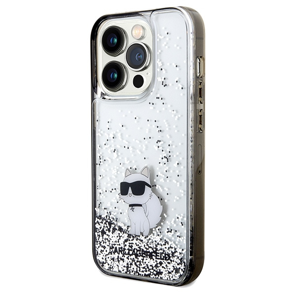 Kryt Karl Lagerfeld KLHCP14LLKCNSK Apple iPhone 14 Pro hardcase Liquid Glitter Choupette transparent