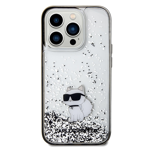 Kryt Karl Lagerfeld KLHCP14LLKCNSK Apple iPhone 14 Pro hardcase Liquid Glitter Choupette transparent