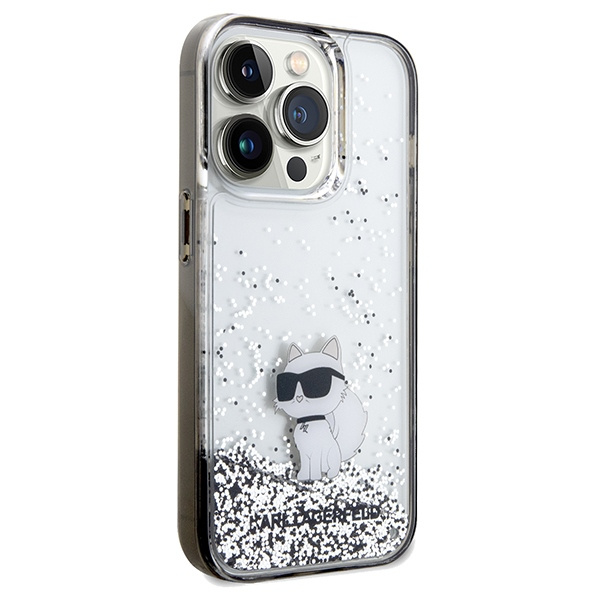 Kryt Karl Lagerfeld KLHCP14XLKCNSK Apple iPhone 14 Pro Max hardcase Liquid Glitter Choupette transparent