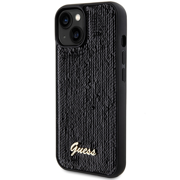 Kryt Guess GUHCP14SPSFDGSK Apple iPhone 15 / 14 hardcase Sequin Script Metal black