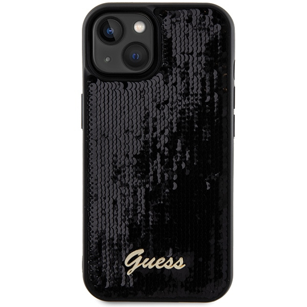 Kryt Guess GUHCP14SPSFDGSK Apple iPhone 15 / 14 hardcase Sequin Script Metal black