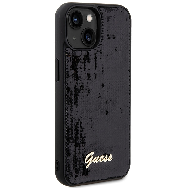 Kryt Guess GUHCP14SPSFDGSK Apple iPhone 15 / 14 hardcase Sequin Script Metal black