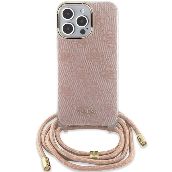 Kryt Guess GUHCP15LHC4SEP Apple iPhone 15 Pro hardcase Crossbody Cord 4G Print pink