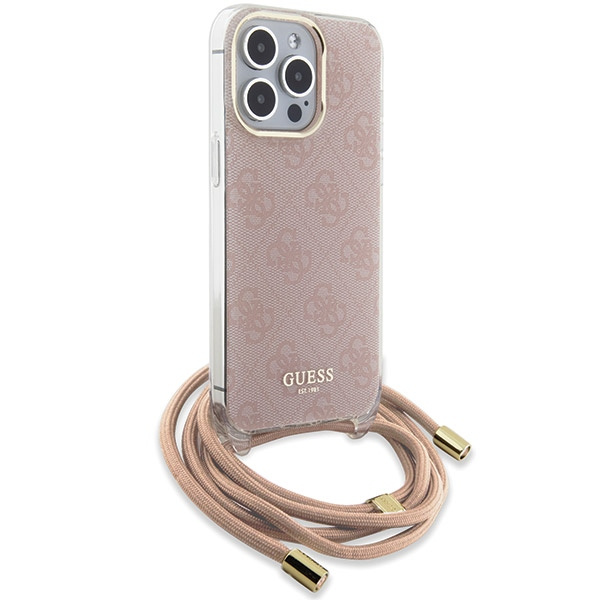 Kryt Guess GUHCP15LHC4SEP Apple iPhone 15 Pro hardcase Crossbody Cord 4G Print pink