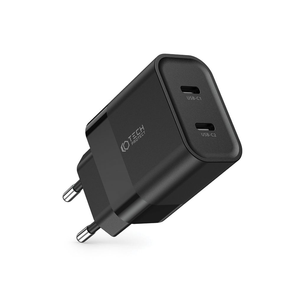 Síťová nabíječka Tech-Protect C20W Network Charger 2xUSB-C, PD, 20W Black
