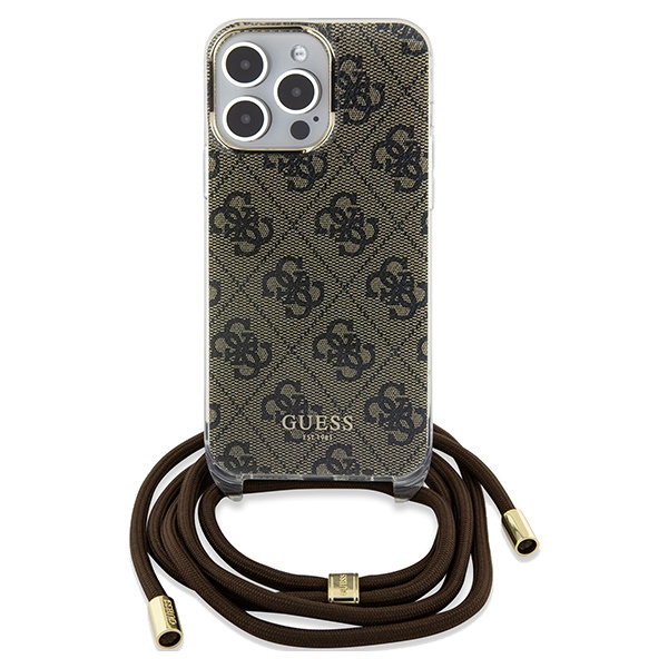 Kryt Guess GUHCP15XHC4SEW Apple iPhone 15 Pro Max hardcase Crossbody Cord 4G Print brown