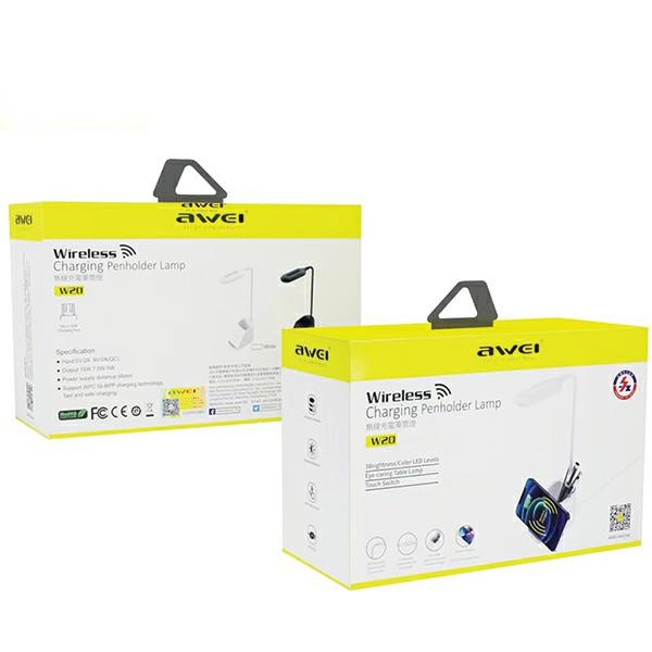 Bezdrátová nabíječka AWEI W20 LED light with inductive charger 15W Fast Charging black