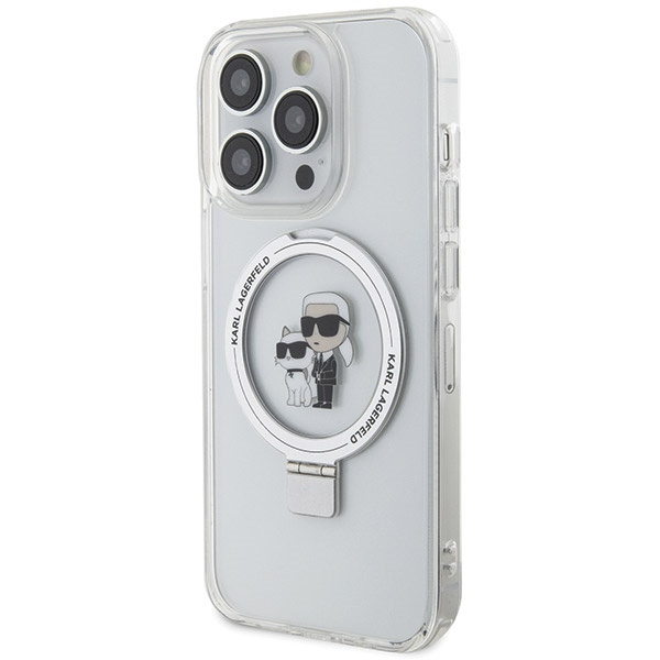 Kryt Karl Lagerfeld KLHMP13XHMRSKCH Apple iPhone 13 Pro Max hardcase Ring Stand Karl&Choupettte MagSafe white