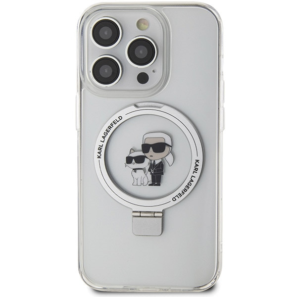 Kryt Karl Lagerfeld KLHMP13XHMRSKCH Apple iPhone 13 Pro Max hardcase Ring Stand Karl&Choupettte MagSafe white