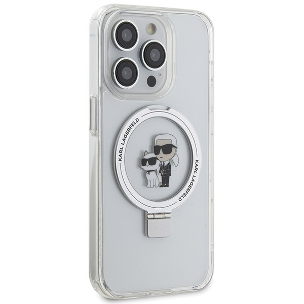 Kryt Karl Lagerfeld KLHMP13XHMRSKCH Apple iPhone 13 Pro Max hardcase Ring Stand Karl&Choupettte MagSafe white