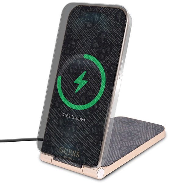 Guess GUDCFAL4PEGK 2in1 inductive charger 15W 4G Pattern MagSafe black