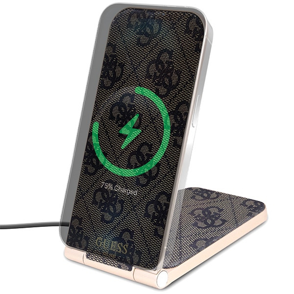 Guess GUDCFAL4PEGW 2in1 inductive charger 15W 4G Pattern MagSafe brown
