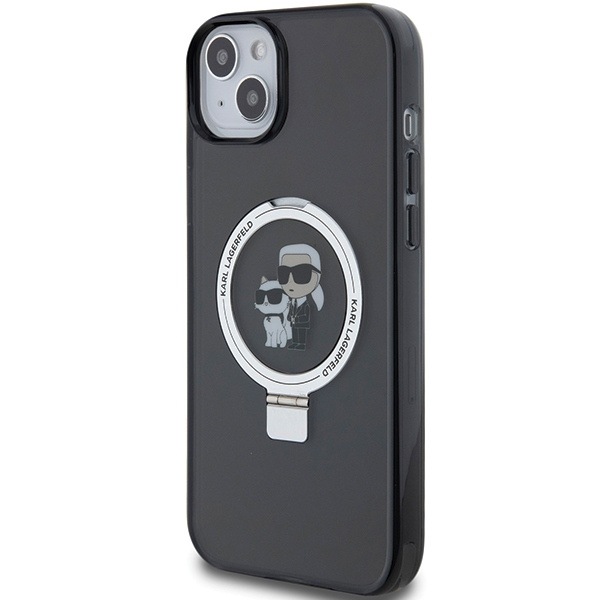 Kryt Karl Lagerfeld KLHMP14SHMRSKCK Apple iPhone 14 / 15 hardcase Ring Stand Karl&Choupettte MagSafe black