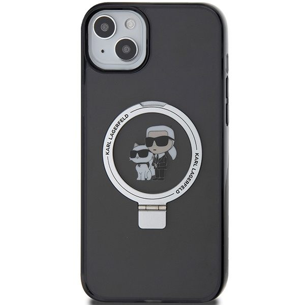 Kryt Karl Lagerfeld KLHMP14SHMRSKCK Apple iPhone 14 / 15 hardcase Ring Stand Karl&Choupettte MagSafe black