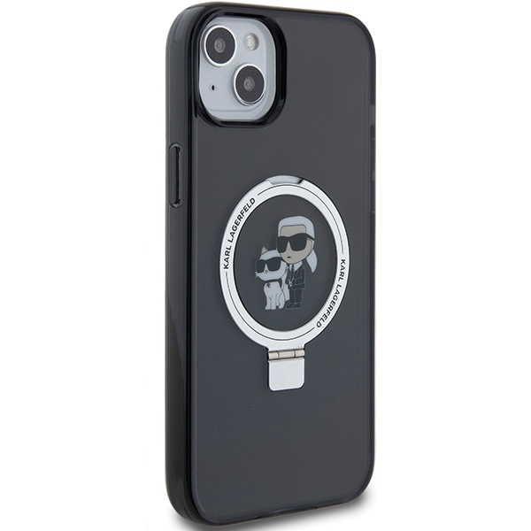 Kryt Karl Lagerfeld KLHMP14SHMRSKCK Apple iPhone 14 / 15 hardcase Ring Stand Karl&Choupettte MagSafe black