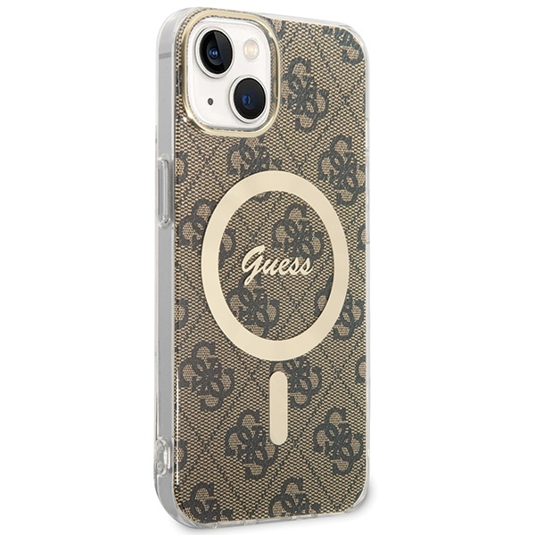 Kryt Guess GUHMP13MH4STW Apple iPhone 13 / 14 / 15 hardcase 4G MagSafe brown