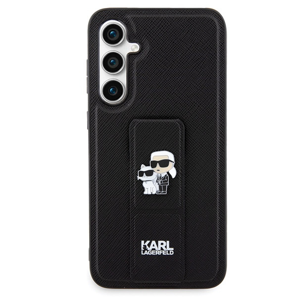 Kryt Karl Lagerfeld KLHCS23FEGSAKCPK Samsung Galaxy S23 FE hardcase Gripstand Saffiano Karl&Choupette Pins black