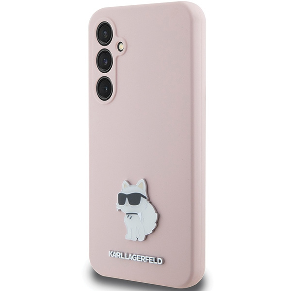 Kryt Karl Lagerfeld KLHCS23FESMHCNPP Samsung Galaxy S23 FE Silicone Choupette Metal Pin pink