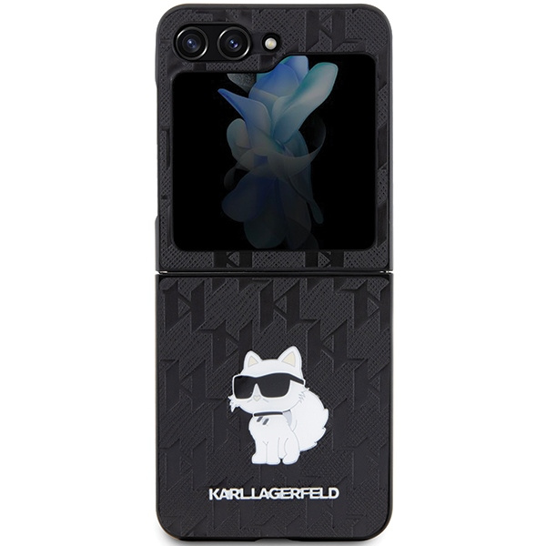 Kryt Karl Lagerfeld KLHCZF5SAPCHNPK Samsung Galaxy Z Flip5 hardcase Saffiano Monogram Choupette Pin black
