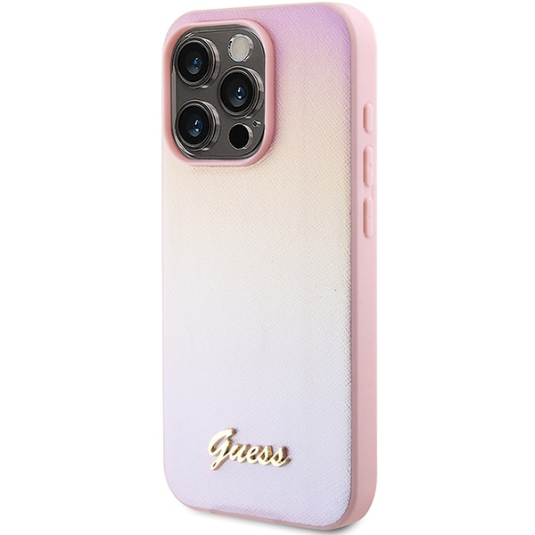 Kryt Guess GUHCP14LPSAIRSP Apple iPhone 14 Pro hardcase Saffiano Iridescent Script pink