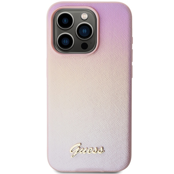 Kryt Guess GUHCP14LPSAIRSP Apple iPhone 14 Pro hardcase Saffiano Iridescent Script pink