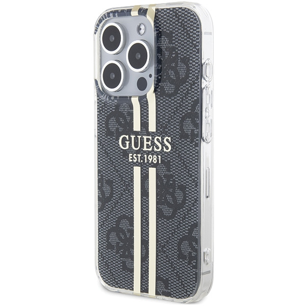 Kryt Guess GUHCP15LH4PSEGK Apple iPhone 15 Pro hardcase IML 4G Gold Stripe black